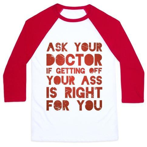Virgin Teez  Baseball Tee Unisex Classic Baseball Tee / x-small / White/Red ASK YOUR DOCTOR UNISEX CLASSIC BASEBALL TEE