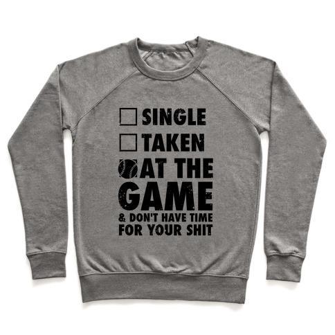 Virgin Teez  Pullover Crewneck Sweatshirt / x-small / Heathered Gray AT THE GAME & DON'T HAVE TIME FOR YOUR SHIT (BASEBALL) CREWNECK SWEATSHIRT