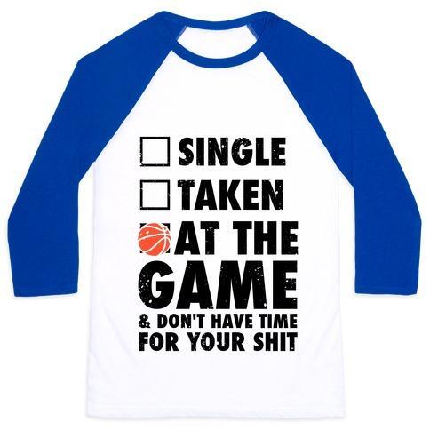 Virgin Teez  Baseball Tee Unisex Classic Baseball Tee / x-small / White/Blue AT THE GAME & DON'T HAVE TIME FOR YOUR SHIT (BASKETBALL) UNISEX CLASSIC BASEBALL TEE