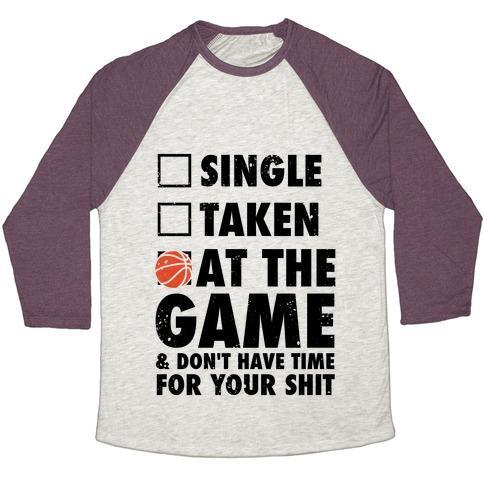 Virgin Teez  Baseball Tee Unisex Tri-Blend Baseball Tee / small / Oatmeal / Maroon AT THE GAME & DON'T HAVE TIME FOR YOUR SHIT (BASKETBALL) UNISEX TRI-BLEND BASEBALL TEE
