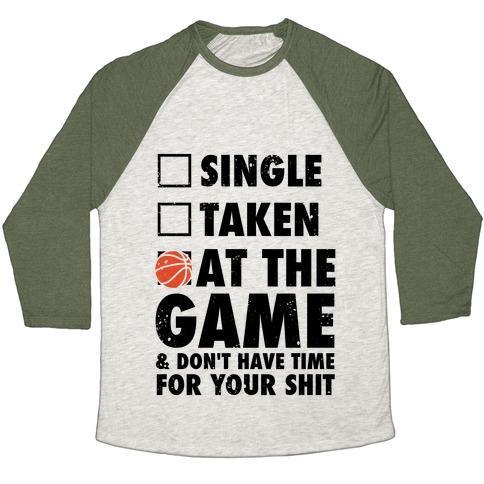 Virgin Teez  Baseball Tee Unisex Tri-Blend Baseball Tee / small / Oatmeal / Moss AT THE GAME & DON'T HAVE TIME FOR YOUR SHIT (BASKETBALL) UNISEX TRI-BLEND BASEBALL TEE