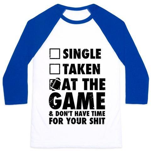 Virgin Teez  Baseball Tee Unisex Classic Baseball Tee / x-small / White/Blue AT THE GAME & DON'T HAVE TIME FOR YOUR SHIT (FOOTBALL) UNISEX CLASSIC BASEBALL TEE