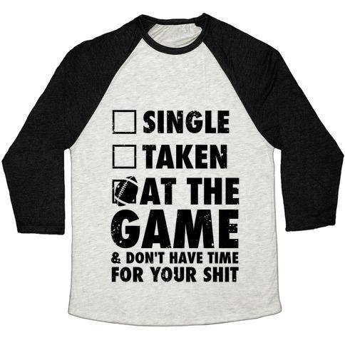 Virgin Teez  Baseball Tee Unisex Tri-Blend Baseball Tee / small / Oatmeal / Black AT THE GAME & DON'T HAVE TIME FOR YOUR SHIT (FOOTBALL) UNISEX TRI-BLEND BASEBALL TEE