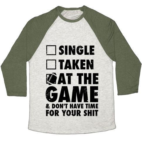 Virgin Teez  Baseball Tee Unisex Tri-Blend Baseball Tee / small / Oatmeal / Moss AT THE GAME & DON'T HAVE TIME FOR YOUR SHIT (FOOTBALL) UNISEX TRI-BLEND BASEBALL TEE