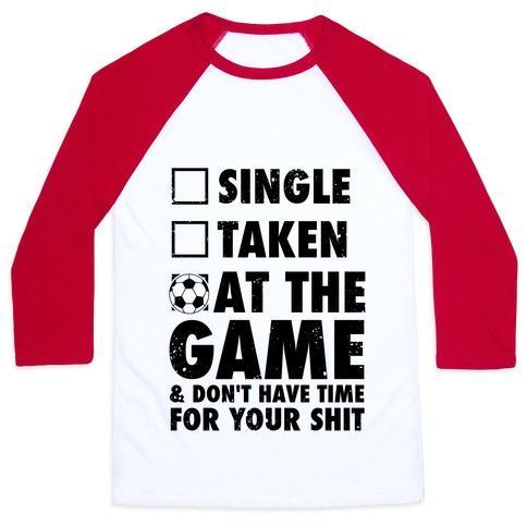 Virgin Teez  Baseball Tee Unisex Classic Baseball Tee / x-small / White/Red AT THE GAME & DON'T HAVE TIME FOR YOUR SHIT (SOCCER) UNISEX CLASSIC BASEBALL TEE