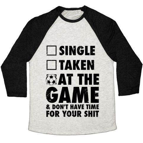 Virgin Teez  Baseball Tee Unisex Tri-Blend Baseball Tee / small / Oatmeal / Black AT THE GAME & DON'T HAVE TIME FOR YOUR SHIT (SOCCER) UNISEX TRI-BLEND BASEBALL TEE