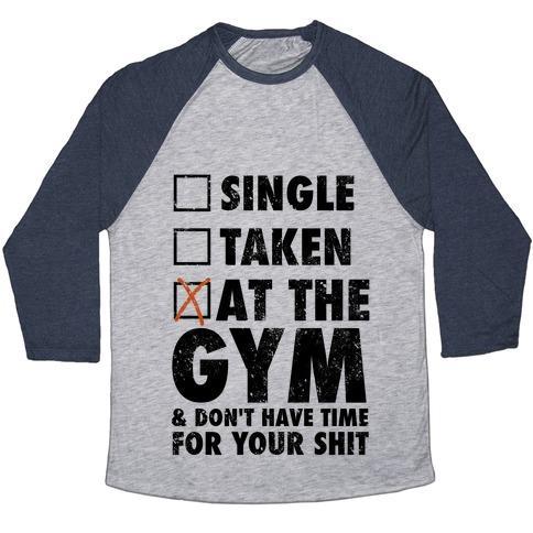 Virgin Teez  Baseball Tee Unisex Tri-Blend Baseball Tee / small / Athletic Gray / Navy AT THE GYM & DON'T HAVE TIME FOR YOUR SHIT UNISEX TRI-BLEND BASEBALL TEE