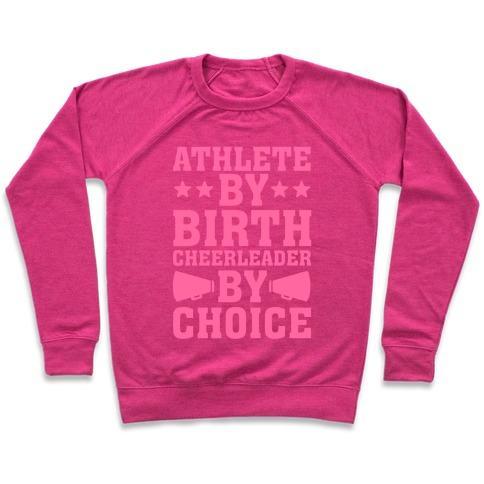 Virgin Teez  Pullover Crewneck Sweatshirt / x-small / Deep Pink ATHLETE BY BIRTH CHEERLEADER BY CHOICE CREWNECK SWEATSHIRT