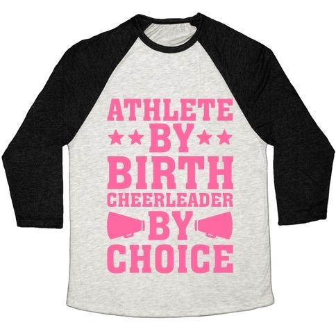 Virgin Teez  Baseball Tee Unisex Tri-Blend Baseball Tee / small / Oatmeal / Black ATHLETE BY BIRTH CHEERLEADER BY CHOICE UNISEX TRI-BLEND BASEBALL TEE