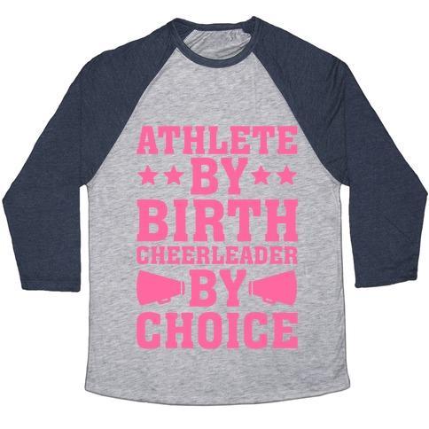 Virgin Teez  Baseball Tee Unisex Tri-Blend Baseball Tee / small / Athletic Gray / Navy ATHLETE BY BIRTH CHEERLEADER BY CHOICE UNISEX TRI-BLEND BASEBALL TEE