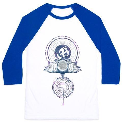 Virgin Teez  Baseball Tee Unisex Classic Baseball Tee / x-small / White/Blue AUM AND LOTUS UNISEX CLASSIC BASEBALL TEE