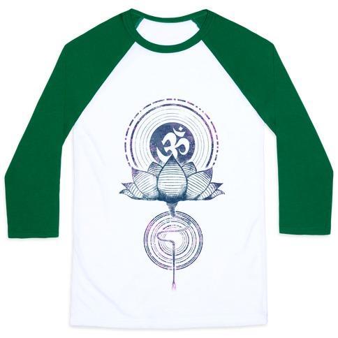 Virgin Teez  Baseball Tee Unisex Classic Baseball Tee / x-small / White/Dark Green AUM AND LOTUS UNISEX CLASSIC BASEBALL TEE