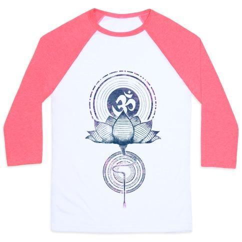 Virgin Teez  Baseball Tee Unisex Classic Baseball Tee / x-small / White/Neon Pink AUM AND LOTUS UNISEX CLASSIC BASEBALL TEE