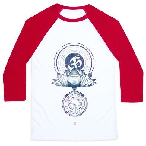 Virgin Teez  Baseball Tee Unisex Classic Baseball Tee / x-small / White/Red AUM AND LOTUS UNISEX CLASSIC BASEBALL TEE