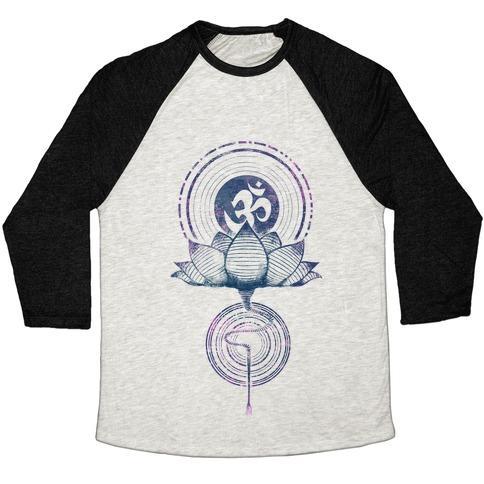 Virgin Teez  Baseball Tee Unisex Tri-Blend Baseball Tee / small / Oatmeal / Black AUM AND LOTUS UNISEX TRI-BLEND BASEBALL TEE