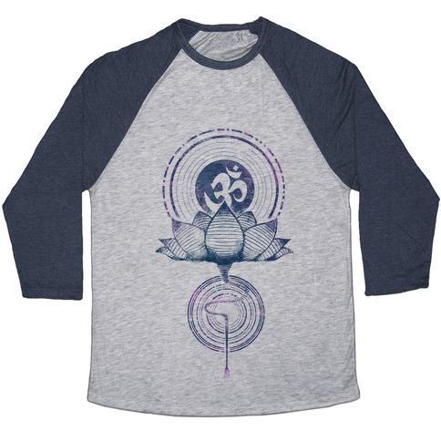 Virgin Teez  Baseball Tee Unisex Tri-Blend Baseball Tee / small / Athletic Gray / Navy AUM AND LOTUS UNISEX TRI-BLEND BASEBALL TEE