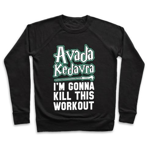 Virgin Teez  Pullover Crewneck Sweatshirt / x-small / Black AVADA KEDAVRA FITNESS (GLOW) CREWNECK SWEATSHIRT