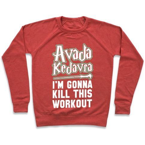 Virgin Teez  Pullover Crewneck Sweatshirt / x-small / Heathered Red AVADA KEDAVRA FITNESS (GLOW) CREWNECK SWEATSHIRT