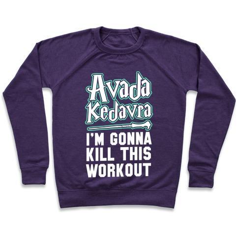Virgin Teez  Pullover Crewneck Sweatshirt / x-small / Purple AVADA KEDAVRA FITNESS (GLOW) CREWNECK SWEATSHIRT