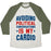 Virgin Teez  Baseball Tee Unisex Tri-Blend Baseball Tee / small / Oatmeal / Moss AVOIDING POLITICAL CONVERSATIONS IS MY CARDIO UNISEX TRI-BLEND BASEBALL TEE