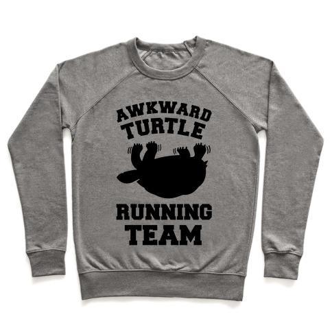 Virgin Teez  Pullover Crewneck Sweatshirt / x-small / Heathered Gray AWKWARD TURTLE RUNNING TEAM CREWNECK SWEATSHIRT