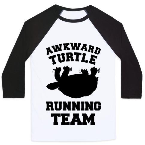 Virgin Teez  Baseball Tee Unisex Classic Baseball Tee / x-small / White/Black AWKWARD TURTLE RUNNING TEAM UNISEX CLASSIC BASEBALL TEE