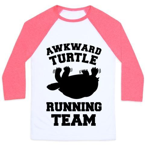 Virgin Teez  Baseball Tee Unisex Classic Baseball Tee / x-small / White/Neon Pink AWKWARD TURTLE RUNNING TEAM UNISEX CLASSIC BASEBALL TEE