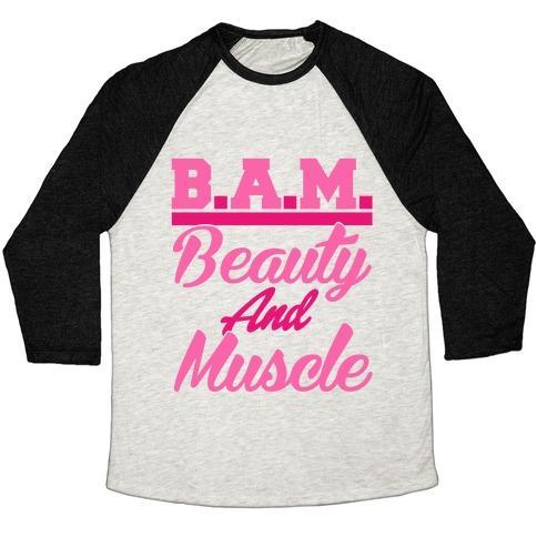 Virgin Teez  Baseball Tee Unisex Tri-Blend Baseball Tee / small / Oatmeal / Black B.A.M. BEAUTY AND MUSCLE UNISEX TRI-BLEND BASEBALL TEE