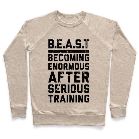 Virgin Teez  Pullover Crewneck Sweatshirt / x-small / Heathered Oatmeal B.E.A.S.T CREWNECK SWEATSHIRT