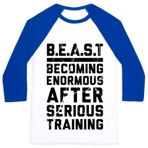 Virgin Teez  Baseball Tee Unisex Classic Baseball Tee / x-small / White/Blue B.E.A.S.T UNISEX CLASSIC BASEBALL TEE