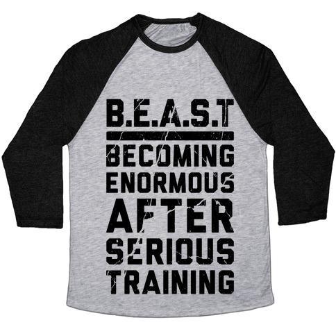 Virgin Teez  Baseball Tee Unisex Tri-Blend Baseball Tee / small / Athletic Gray / Black B.E.A.S.T UNISEX TRI-BLEND BASEBALL TEE