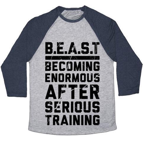 Virgin Teez  Baseball Tee Unisex Tri-Blend Baseball Tee / small / Athletic Gray / Navy B.E.A.S.T UNISEX TRI-BLEND BASEBALL TEE
