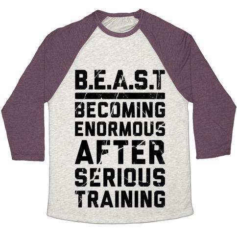 Virgin Teez  Baseball Tee Unisex Tri-Blend Baseball Tee / small / Oatmeal / Maroon B.E.A.S.T UNISEX TRI-BLEND BASEBALL TEE