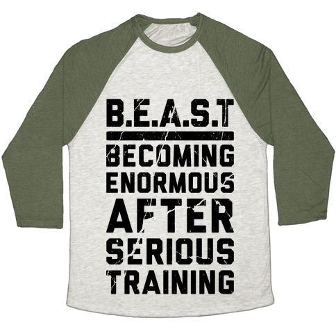 Virgin Teez  Baseball Tee Unisex Tri-Blend Baseball Tee / small / Oatmeal / Moss B.E.A.S.T UNISEX TRI-BLEND BASEBALL TEE