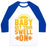 Virgin Teez  Baseball Tee Unisex Classic Baseball Tee / x-small / White/Blue BABY GET YOUR SWELL ON UNISEX CLASSIC BASEBALL TEE