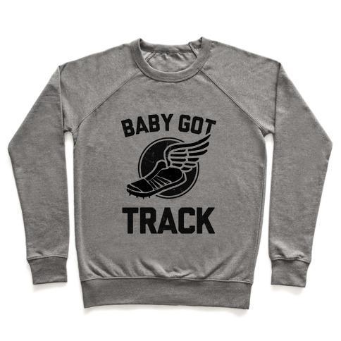 Virgin Teez  Pullover Crewneck Sweatshirt / x-small / Heathered Gray BABY GOT TRACK (DARK TANK) CREWNECK SWEATSHIRT