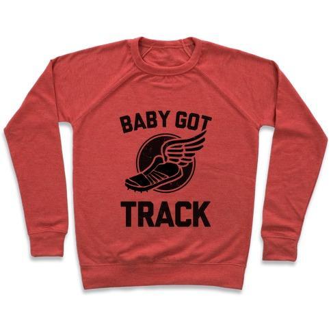 Virgin Teez  Pullover Crewneck Sweatshirt / x-small / Heathered Red BABY GOT TRACK (DARK TANK) CREWNECK SWEATSHIRT