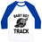 Virgin Teez  Baseball Tee Unisex Classic Baseball Tee / x-small / White/Blue BABY GOT TRACK (DARK TANK) UNISEX CLASSIC BASEBALL TEE