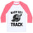 Virgin Teez  Baseball Tee Unisex Classic Baseball Tee / x-small / White/Neon Pink BABY GOT TRACK (DARK TANK) UNISEX CLASSIC BASEBALL TEE