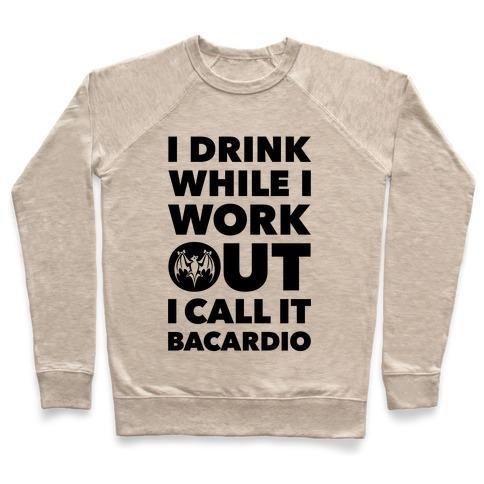 Virgin Teez  Pullover Crewneck Sweatshirt / x-small / Heathered Oatmeal BACARDIO CREWNECK SWEATSHIRT