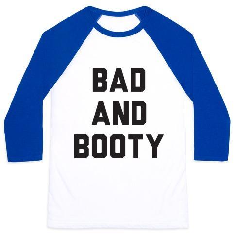 Virgin Teez  Baseball Tee Unisex Classic Baseball Tee / x-small / White/Blue BAD AND BOOTY UNISEX CLASSIC BASEBALL TEE
