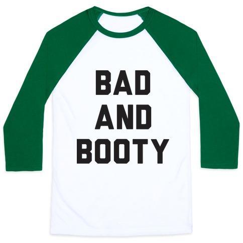 Virgin Teez  Baseball Tee Unisex Classic Baseball Tee / x-small / White/Dark Green BAD AND BOOTY UNISEX CLASSIC BASEBALL TEE