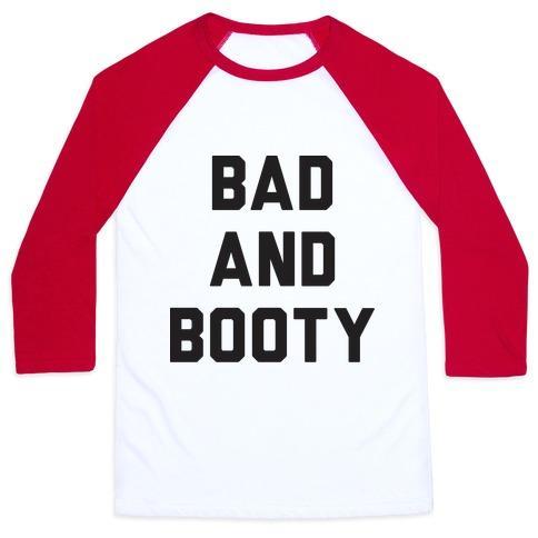 Virgin Teez  Baseball Tee Unisex Classic Baseball Tee / x-small / White/Red BAD AND BOOTY UNISEX CLASSIC BASEBALL TEE