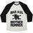 Virgin Teez  Baseball Tee Unisex Tri-Blend Baseball Tee / small / Oatmeal / Black BAD ASS MOTHER RUNNER UNISEX TRI-BLEND BASEBALL TEE