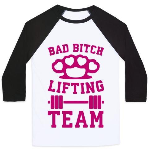 Virgin Teez  Baseball Tee Unisex Classic Baseball Tee / x-small / White/Black BAD BITCH LIFTING TEAM UNISEX CLASSIC BASEBALL TEE