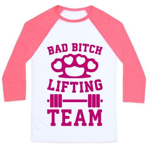 Virgin Teez  Baseball Tee Unisex Classic Baseball Tee / x-small / White/Neon Pink BAD BITCH LIFTING TEAM UNISEX CLASSIC BASEBALL TEE