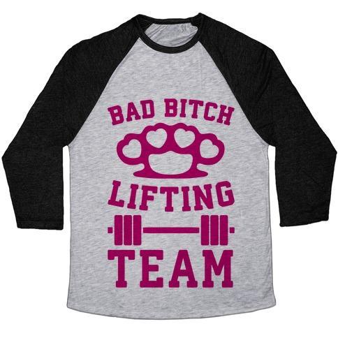Virgin Teez  Baseball Tee Unisex Tri-Blend Baseball Tee / small / Athletic Gray / Black BAD BITCH LIFTING TEAM UNISEX TRI-BLEND BASEBALL TEE