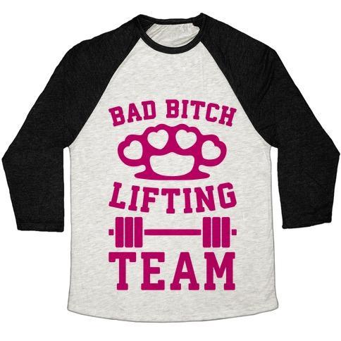 Virgin Teez  Baseball Tee Unisex Tri-Blend Baseball Tee / small / Oatmeal / Black BAD BITCH LIFTING TEAM UNISEX TRI-BLEND BASEBALL TEE