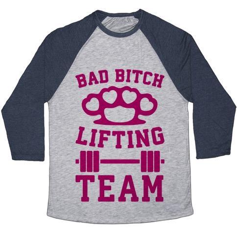Virgin Teez  Baseball Tee Unisex Tri-Blend Baseball Tee / small / Athletic Gray / Navy BAD BITCH LIFTING TEAM UNISEX TRI-BLEND BASEBALL TEE
