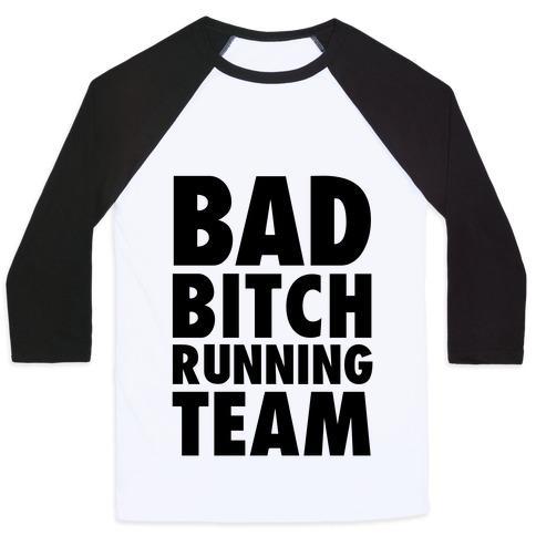 Virgin Teez  Baseball Tee Unisex Classic Baseball Tee / x-small / White/Black BAD BITCH RUNNING TEAM UNISEX CLASSIC BASEBALL TEE